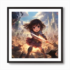 Girl With Sword Anime Art Print
