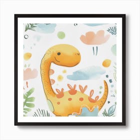 Cute Corythosaurus Dinosaur Watercolour Style  1 Art Print