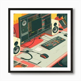 Music Studio Illustration Art Print