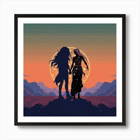 Two Lovers In The Sunset 1 Art Print