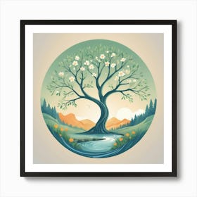 Albedobase Xl A Circular Logo Featuring A Vibrant Spring Lands 1 Art Print