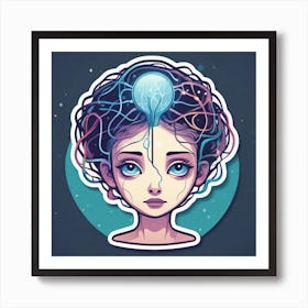 Girl With A Light Bulb In Her Head 1 Art Print