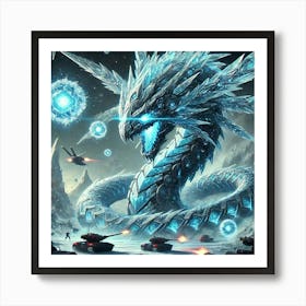 A Sci Fi Themed Scene Showcasing The Yin Ice Serpe Crystalline Armor Art Print