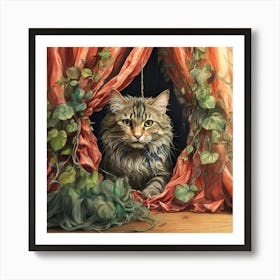 Cat In The Window 7 Art Print