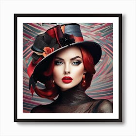 Beautiful Woman In A Hat Art Print