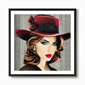 Lady In Red Hat Art Print