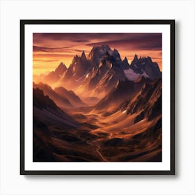 Sunset In The Mountains Art Print