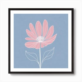 A White And Pink Flower In Minimalist Style Square Composition 192 Art Print