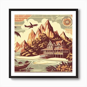 travel poster featuring an idyllic destination Art Print