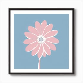 A White And Pink Flower In Minimalist Style Square Composition 120 Art Print