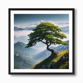 Lone Tree In The Mountains Art Print