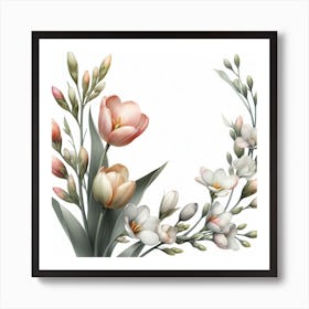 Tulips and Freesia 3 Art Print