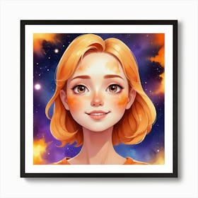 Girl In Space Art Print