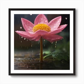 Lotus Flower In The Rain Art Print