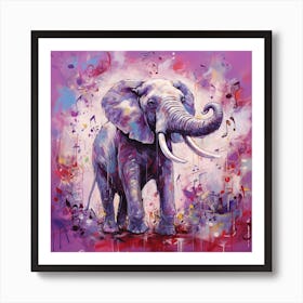 Music Notes Elephant Art Print