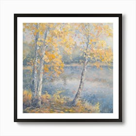 Birch Trees By The Lake Art Print