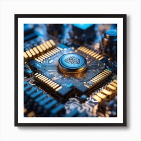 Close Up Of A Computer Chip 3 Art Print