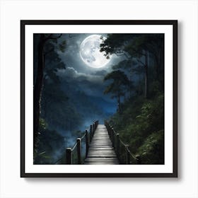 Full Moon In The Forest Art Print