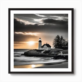 Lighthouse At Sunset 43 Art Print