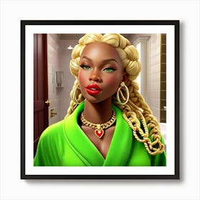 Black Woman In Green Dress Poster