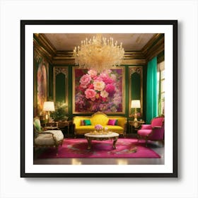 Gold And Pink Living Room 2 Art Print