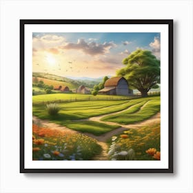 Farm Landscape Wallpaper 6 Art Print