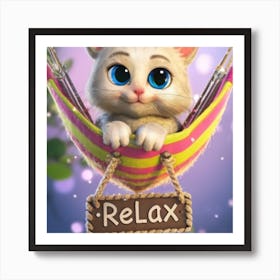 Cat In A Hammock Art Print