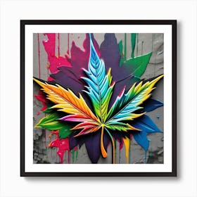 Colorful Marijuana Leaf 6 Art Print