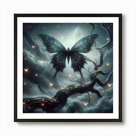 Butterfly In The Night Sky Art Print