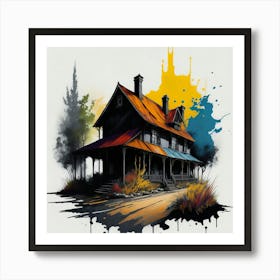 Colored House Ink Painting (31) Art Print