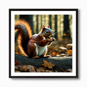 Squirrel In The Forest 31 Art Print