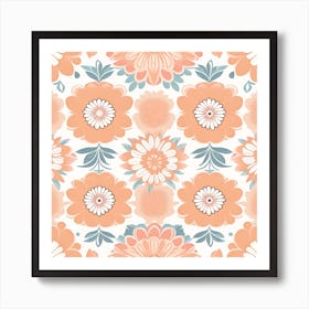 Peach Floral Pattern Art Print