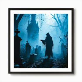 Silhouette Of A Daemon Enveloped In Fog Human Costumes Hinting At A Scary Presence Steam Rising To (3) Art Print