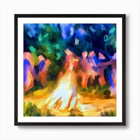 People by the fire Art Print