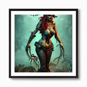 Zombie Mermaid 1 Art Print
