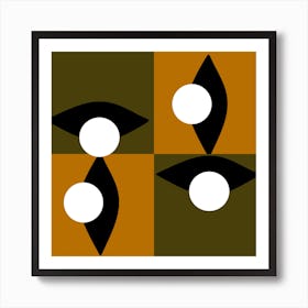 Green and Yellow Checkered Eye Art Print