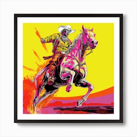 Cowboy On A Horse 1 Art Print
