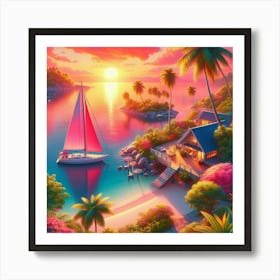 Sunset At The Beach 5 Art Print