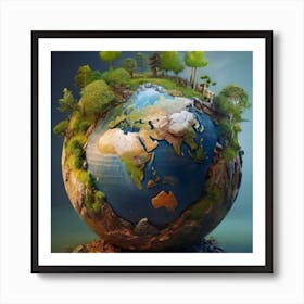 Earth Globe Art Print