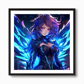 Anime Girl With Wings Art Print