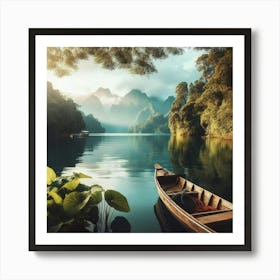 Boat In The Lake Art Art Print