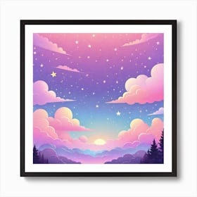 Sky With Twinkling Stars In Pastel Colors Square Composition 292 Art Print