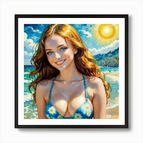 Girl On The Beach gjj Art Print