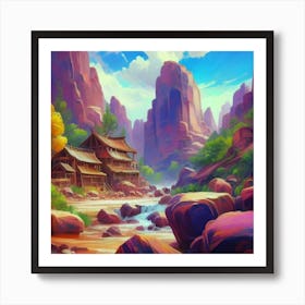 Landscape of valley rocks 2 Art Print