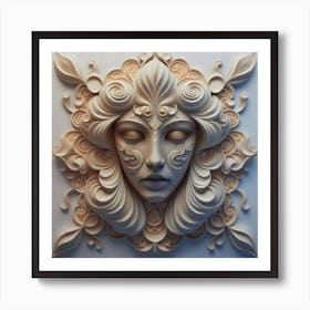 Face Sculpture Art Print