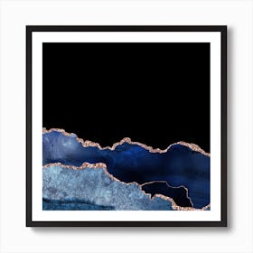 Navy & Rose Gold Agate Texture 10 Art Print