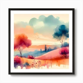 Watercolor Landscape Painting 69 Art Print