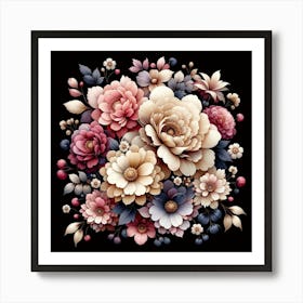 Flowers In A Circle 1 Art Print