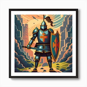 Pixel Art Medieval Knight Poster 3 Art Print