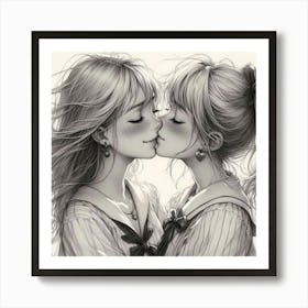 Two Girls Kissing 3 Art Print